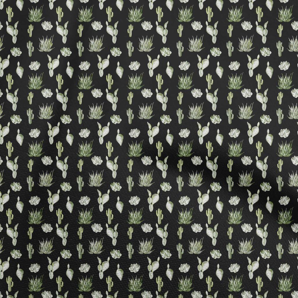 oneOone Cotton Flex Gray Fabric Cactus Dress Material Fabric Print Fabric By The Yard 40 Inch