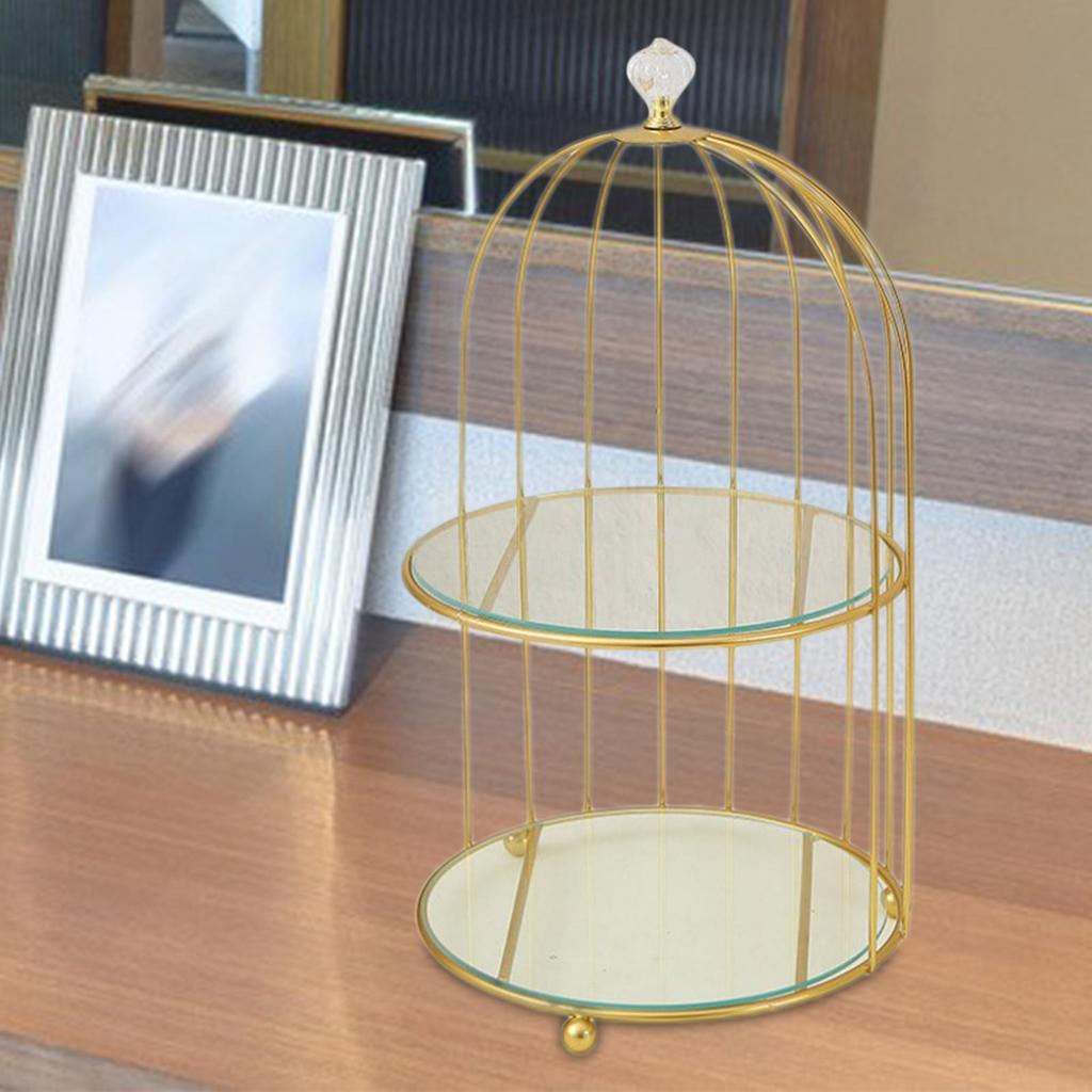 Golden Jewelry Holder Cupcake Stand Makeup Organiser Women , Double Layer, Others