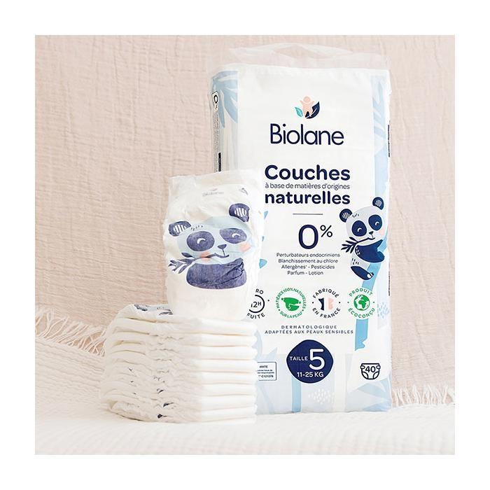 Biolane - Couches Naturelles Taille 5 - 12H -zéro Fuite - 40 Unités