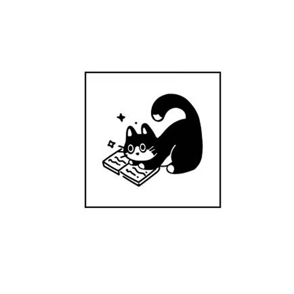 Cute Pet Black Cat Stamps Diy Craft Cat Seal Stamping DIY Toys Wooden Rubber Stamps  Card Making