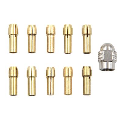 11 Pièces/Lot Mini Perceuse Mandrin en Laiton Pour Outil Rotatif 0.5-3.2Mm Laiton Et Écrou Pour Ensemble d'Accessoires Dremel