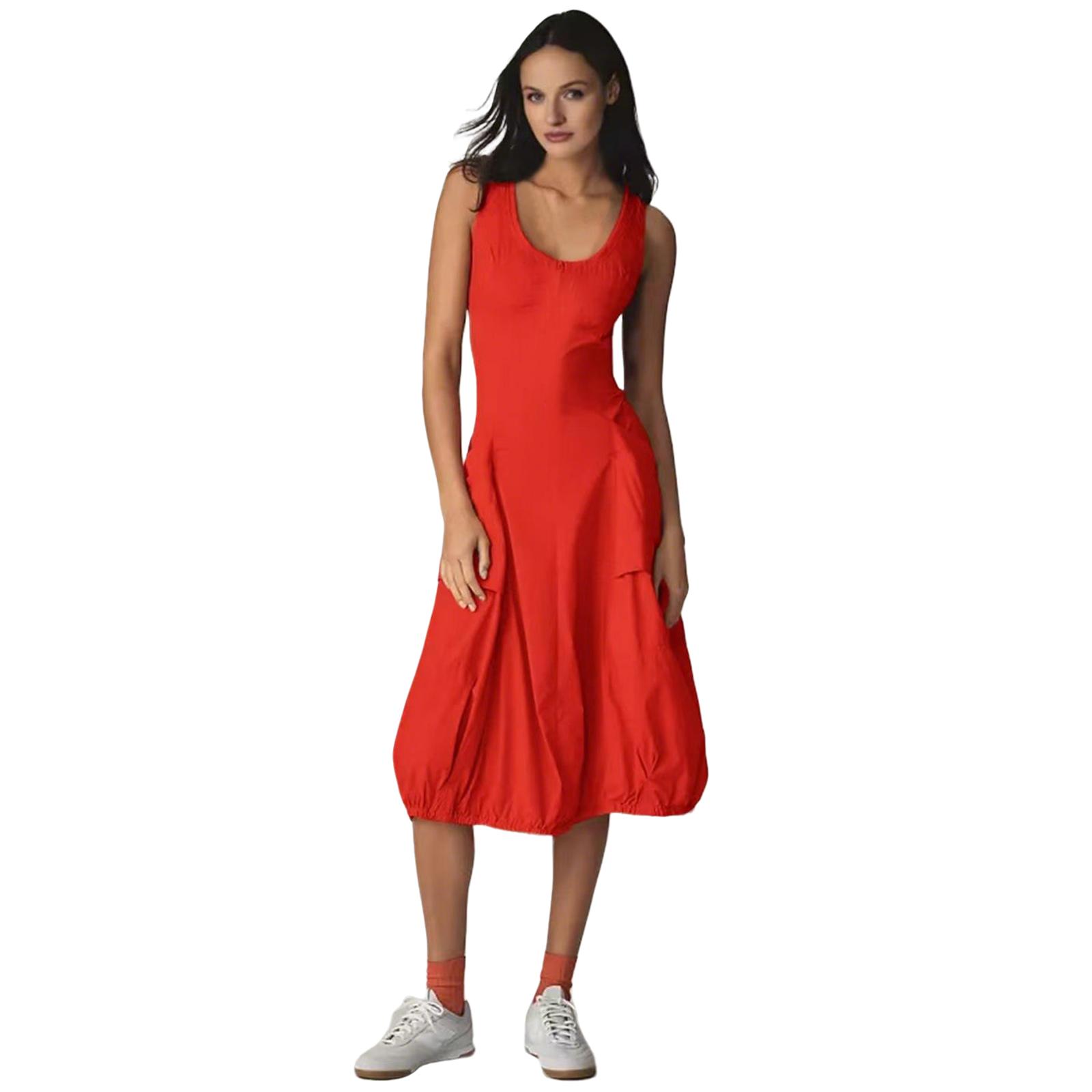 Women s Slim Fit Backless Sleeveless Vest Strapless Bubble Dress M красный