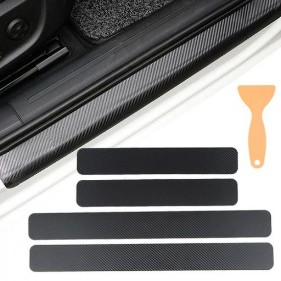 4x Carbon Fiber Car Door Plate Sill Scuff Cover Anti-Scratch Sticker Accessories