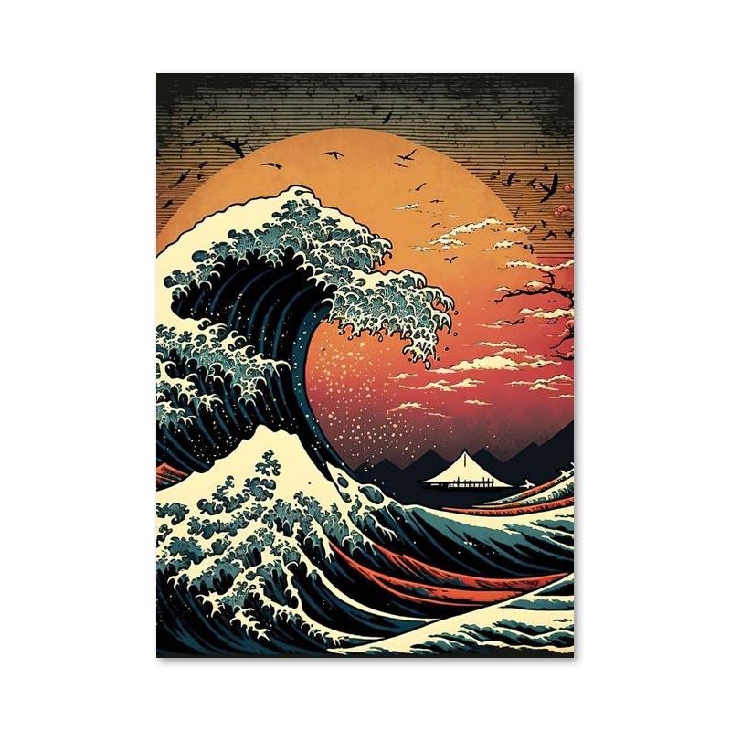 Japan Wave Mountain Landscapes Canvas Paintings Posters and Prints Wall Art Pictures for Living Room Home Decoration