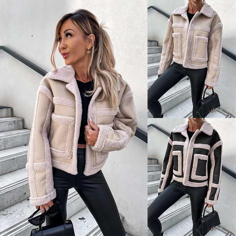 2022 Podzim/Zima Dámský Evropský & Americký Ležérní Kožíšek Krátký Kabát