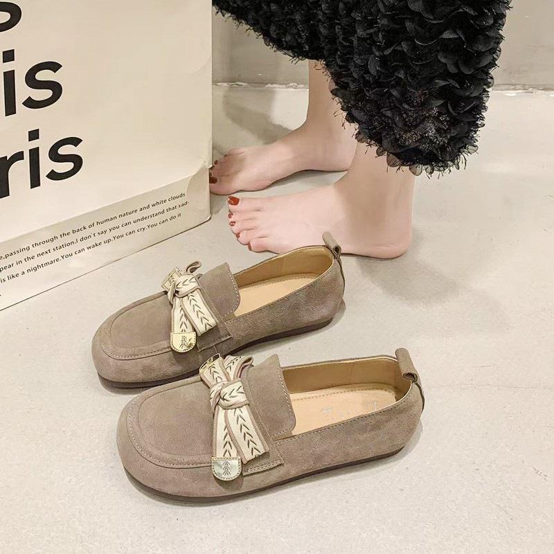 Doudous neue flachsohlige lässige Retro-Freizeitschuhe mit Schleife und weicher Sohle für Röcke und als einzelne Schuhe