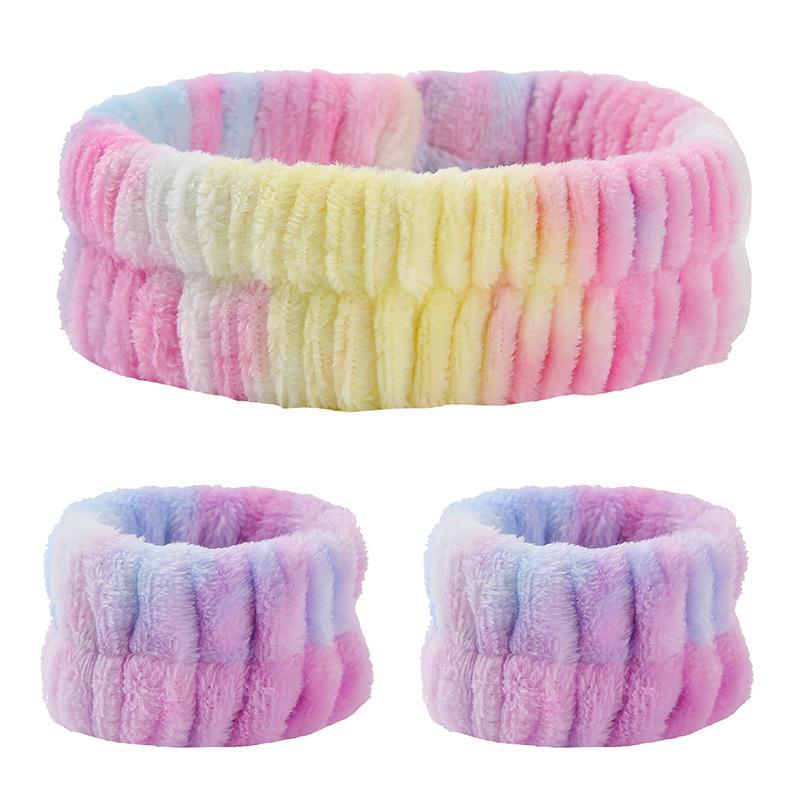 Women Girls Wash Face Spa Makeup Headbands Soft Coral Fleece Absorbent Headband Waterproof Wrist Band Elastic Hair Bands