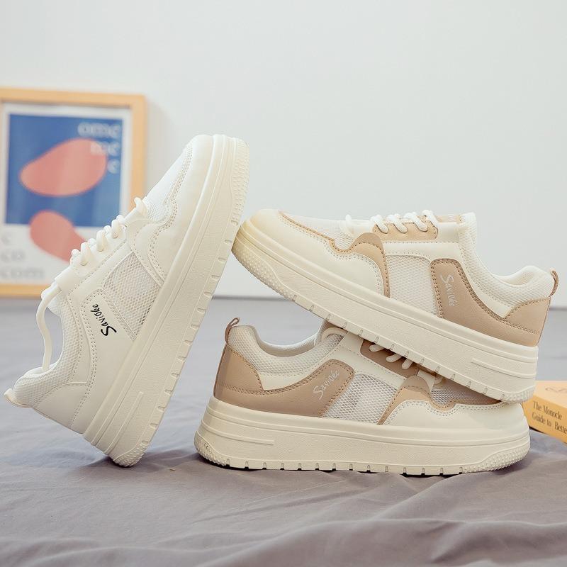 Summer Mesh Breathable and Versatile New Little White Shoes Women's Shoes Thick-soled Heightening Board Shoes Summer Mesh Shoes
