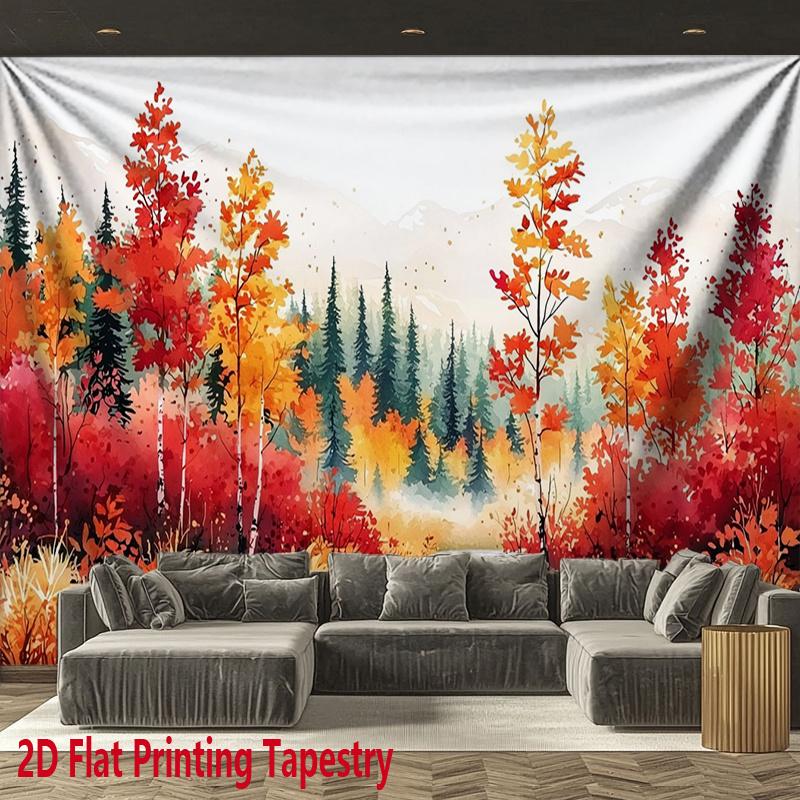 Autumn Forest Scenery Digital Printing Polyester Wall Tapestry Suitable for Use In Living Rooms Bedrooms Offices Bars Party