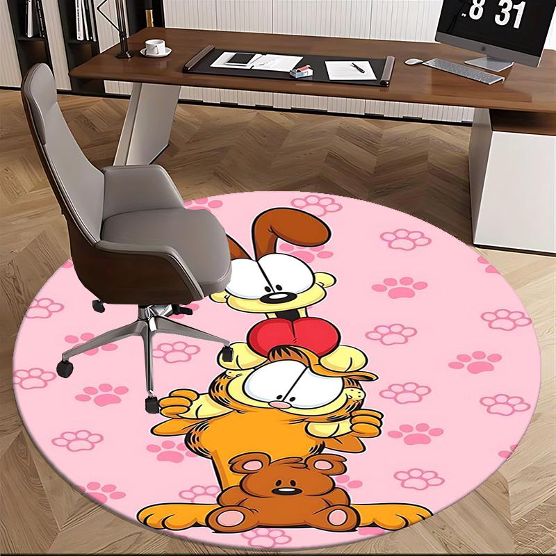 Garfield,Odie Chair mat Round Rug Office carpet, Machine Washable, Non slip, Suitable for Living Rooms, Bedrooms