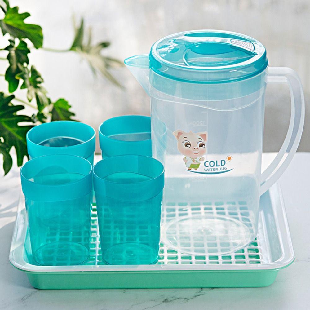 Hochwertige Fiberglas-Kanne Große Kühle Wasserflasche Einfache Kanne mit 4 Tassen