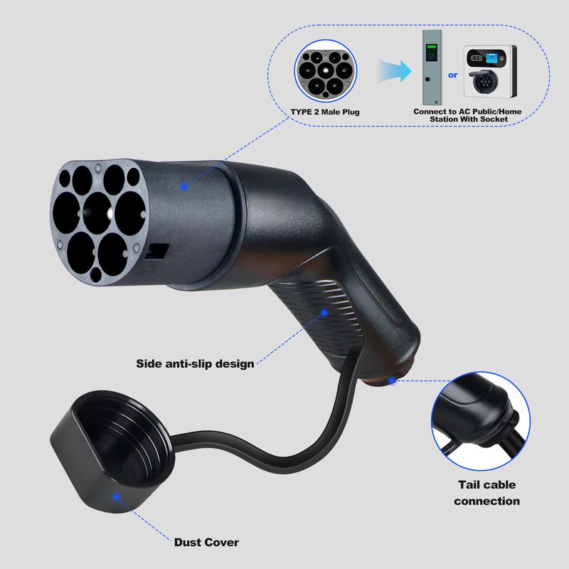16/32A 3.6/7.2/11/22KW Type 2 EV Charger Plug Adaptor IEC 62169 Male/Female For Charging Station And Eletric Vehicle Connector