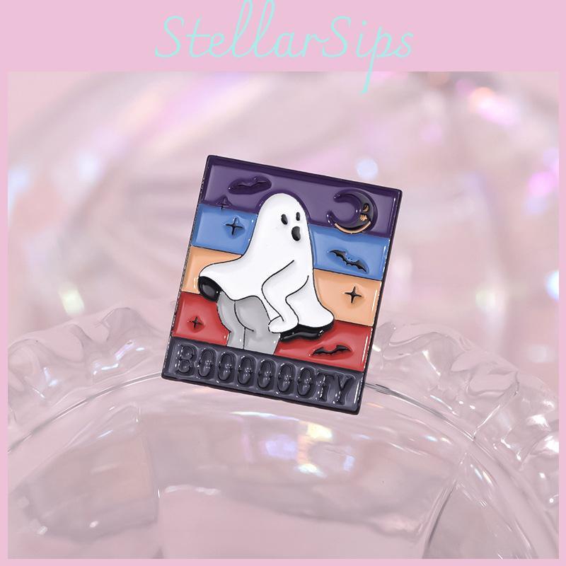 Creative Whimsical Halloween Ghost Brooch Pin Charming Metal Badge For Festive Wear