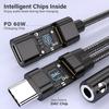USB C To 3.5mm Headphone and Charger Adapter, 2 In 1 USB C To Aux Audio Adapter & 60W Fast Charging Dongle Compatible with iPhone 16/16 Pro/15,