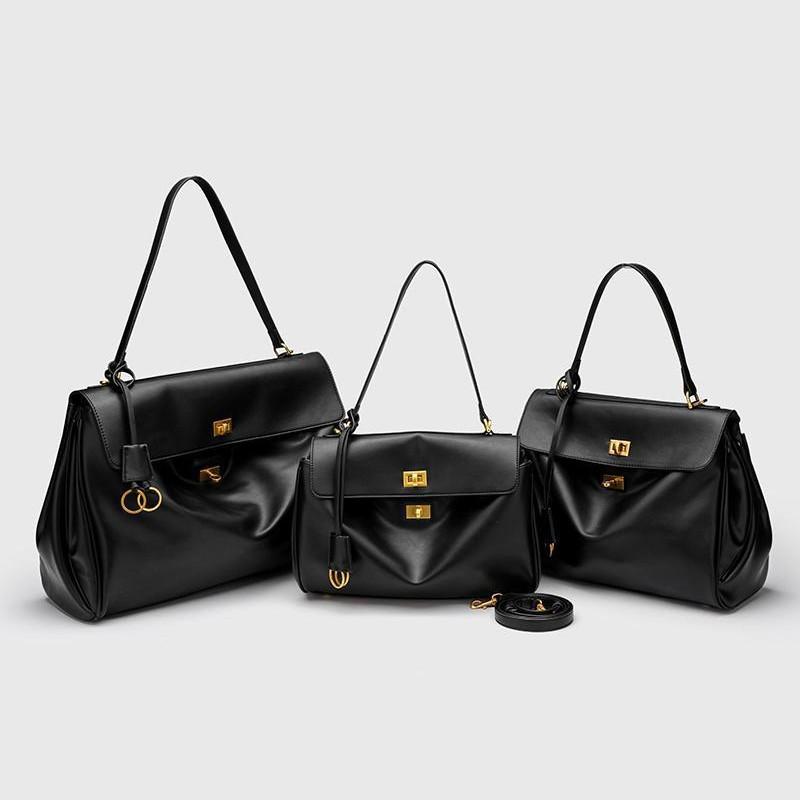 New Leather Bag Women's Large-capacity Tote Bag Shoulder Handbag Lock Commuter Armpit Bag