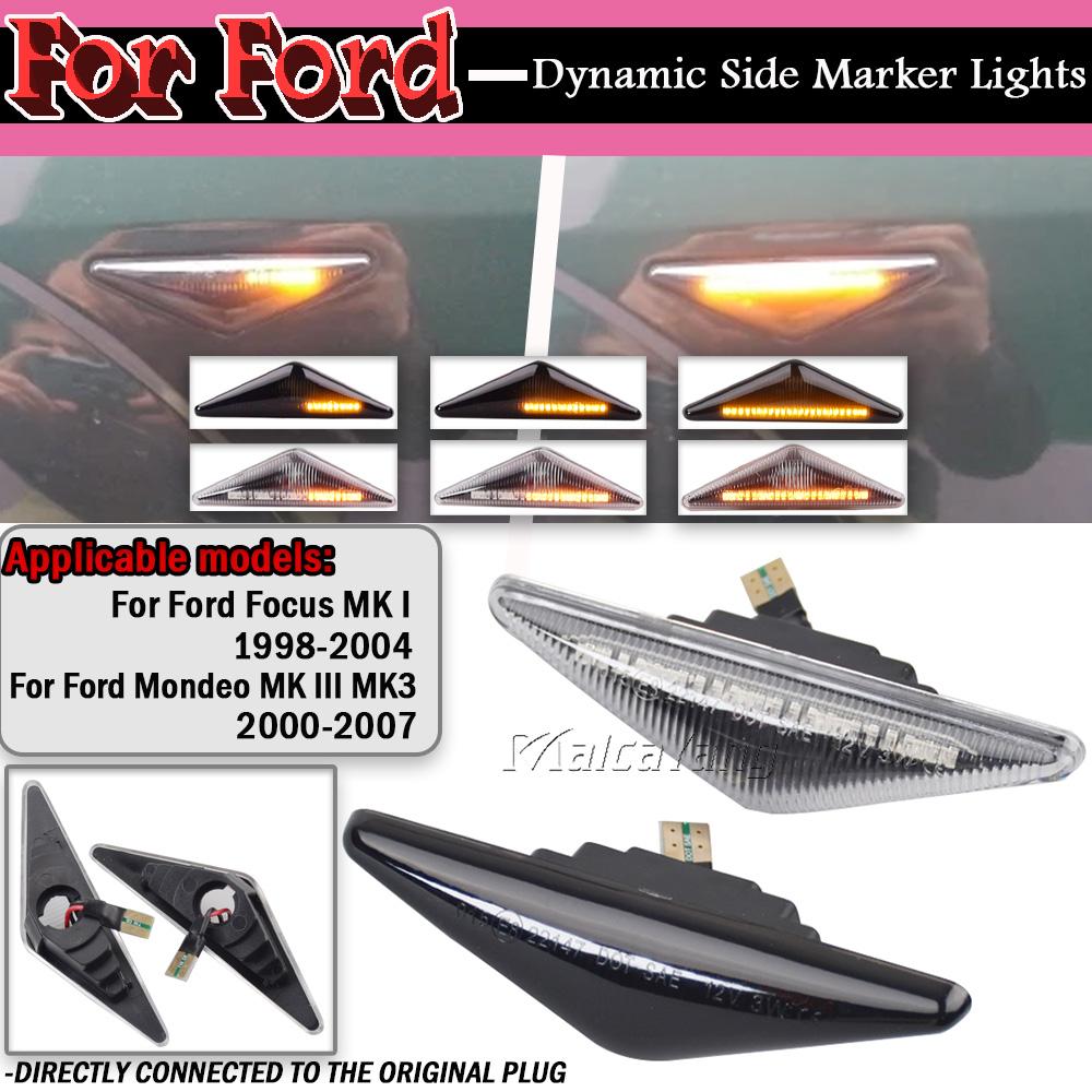 1 Set Led Dynamic Side Marker Turn Signal Light For Ford MONDEO 2000-2007 MK3 FOCUS MK1 1998-2004 Sequential BlinkerTurn Signal 2