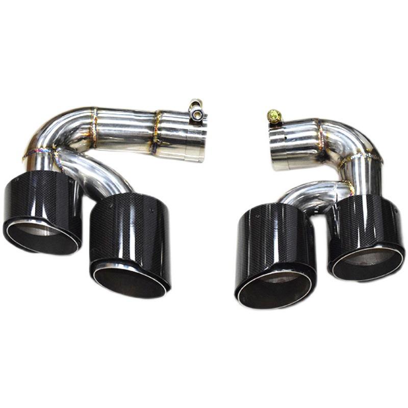 Compatible with 19-21 BMW X5 Black Quad Exhaust Carbon Fiber Tailpipe Trim