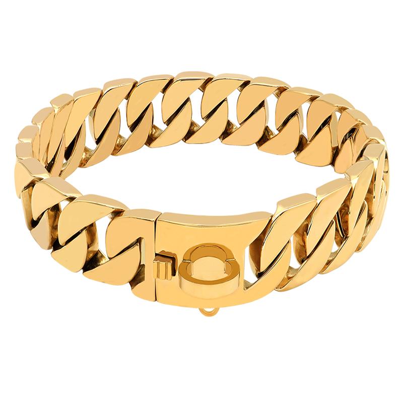 32MM Wide Strong Metal Dog Chain Collars Stainless Steel Dog Choker Pitbull Gold Dog Necklace For Large Dogs