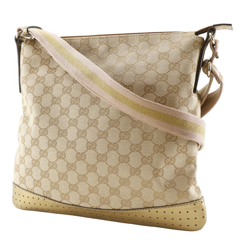 Gucci Shoulder Bag 145857 Beige GG Canvas Women Used