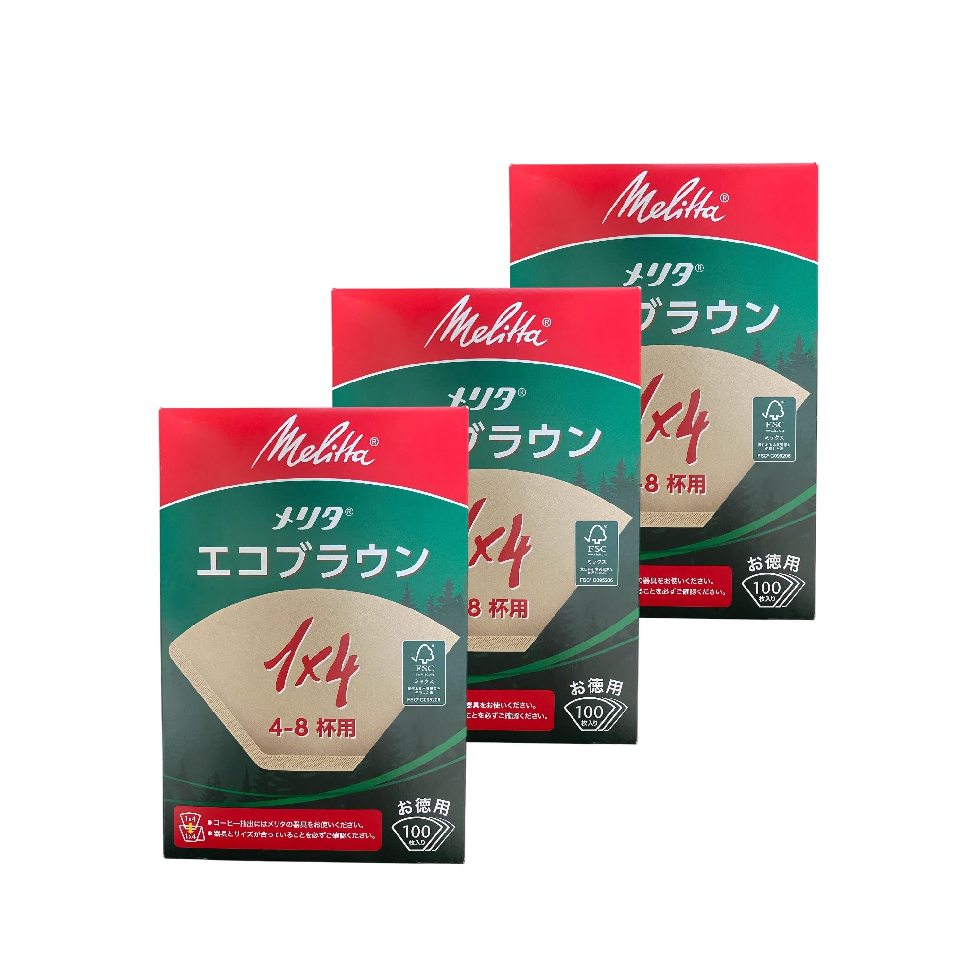 

Bulk Purchase: Melitta Filter Paper, 4-8 Cups, Eco Brown, 100 Sheets x 3 Boxes, Unbleached