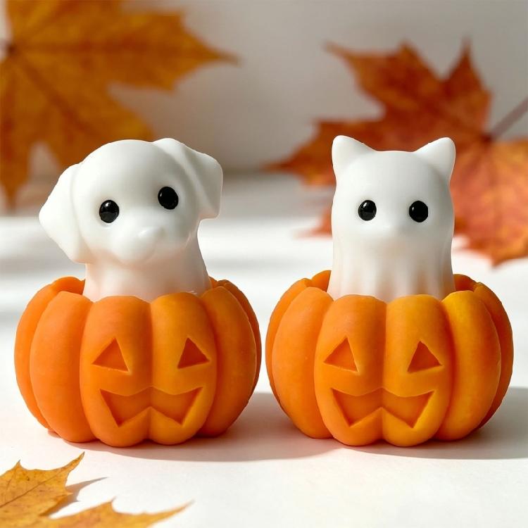 Easy Releases Silicone Mould for Halloweens Candle Pumpkin Specters Designs Crafting Supplies