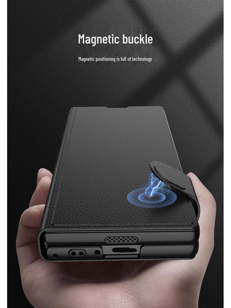 Samsung Z Fold6 Leather Flip Case: Cross-border Creative Business Shell-Screen Integrated Design