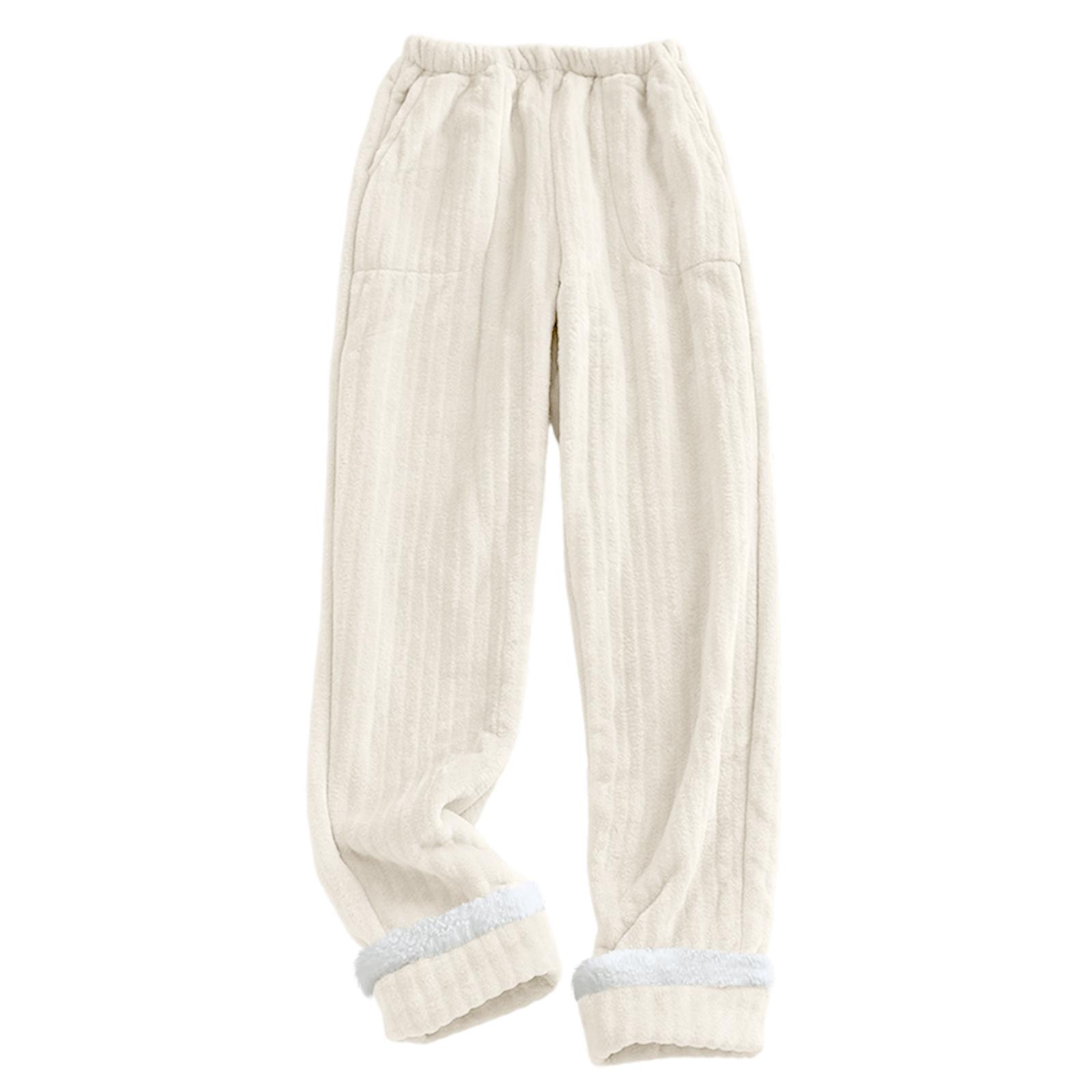 

Женские модные флисовые утепленные длинные пижамные брюки XL бежевый