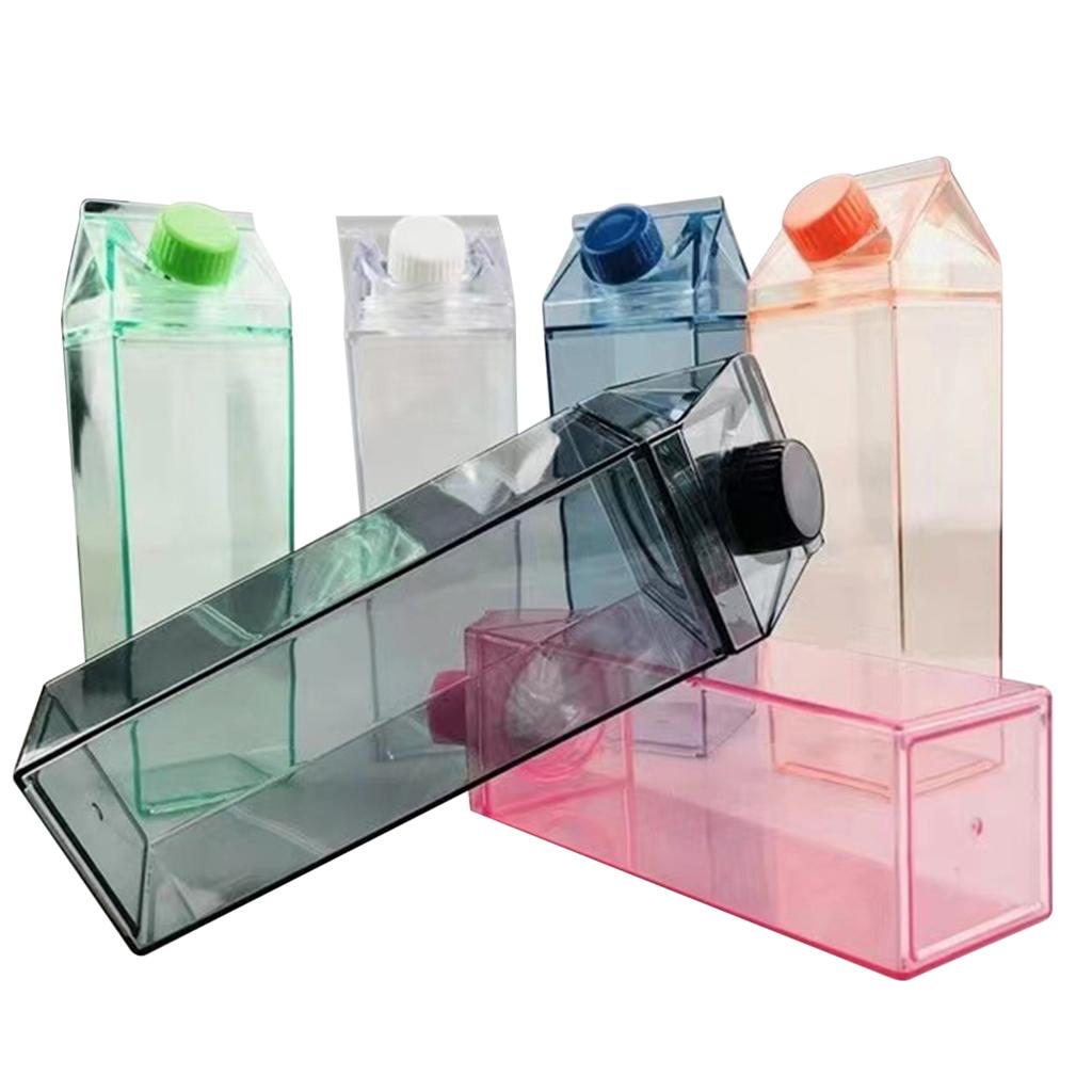 Transparent Milk Carton With Lid Easy Cleaning Portable Water Cup For Indoor Outdoor
