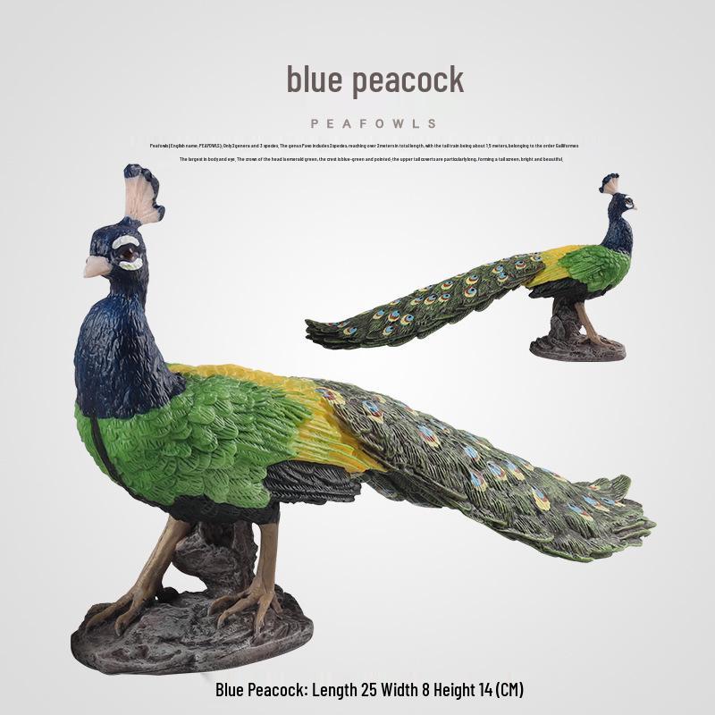 Early Education Animal Models: Blue and Green Peacock - Cognitive Gifts and Decorative Ornaments