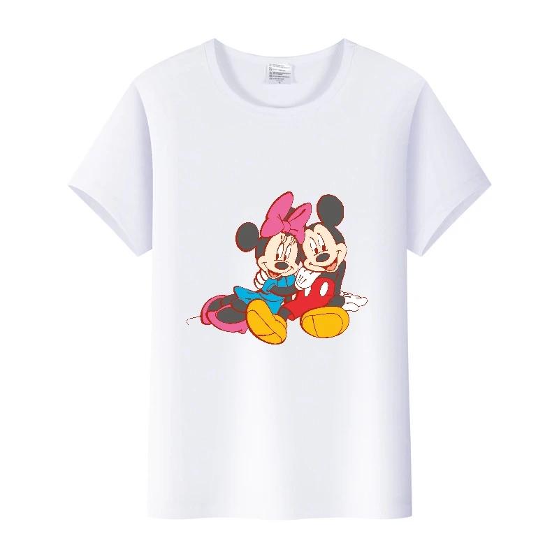 Fashion Disney Cartoon Men Tshirt Female Tops Summer Women Short Sleeve T-shirt Gothic Tee Ladies Mickey Mouse Graphic Clothes