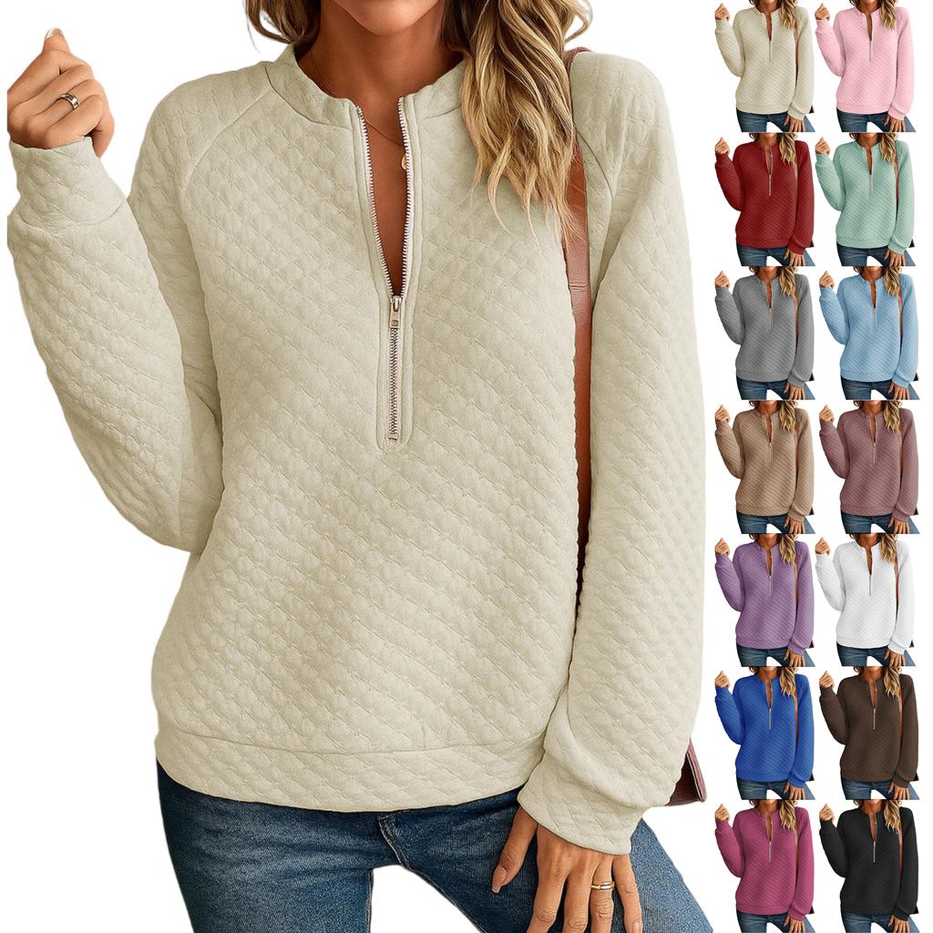 Women's Fashionable Long-sleeved Pullover Solid-color Top