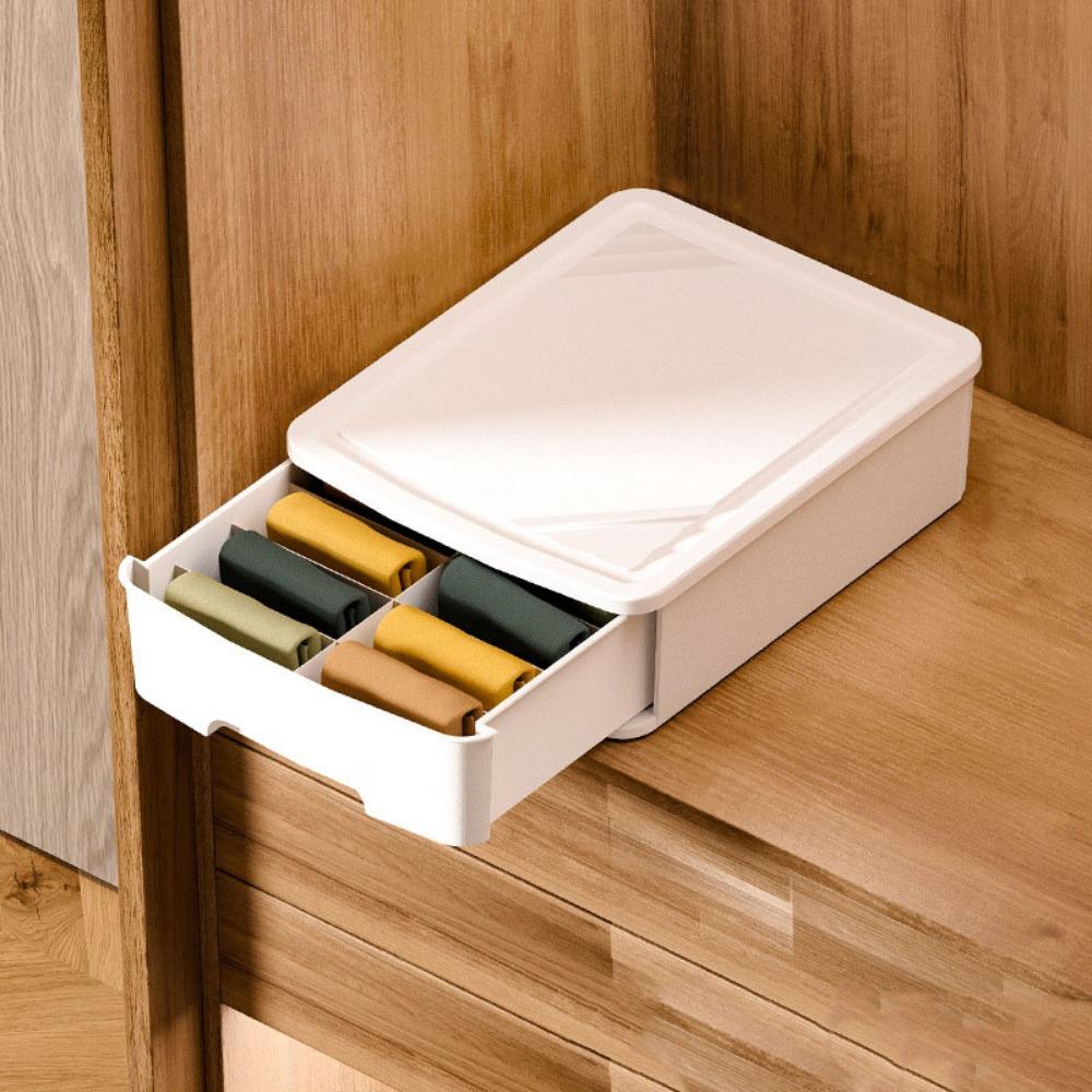 

Однотонный ящик для хранения нижнего белья, пластиковый органайзер для одежды, выдвижной ящик, разделитель для шкафа для дома White Style A