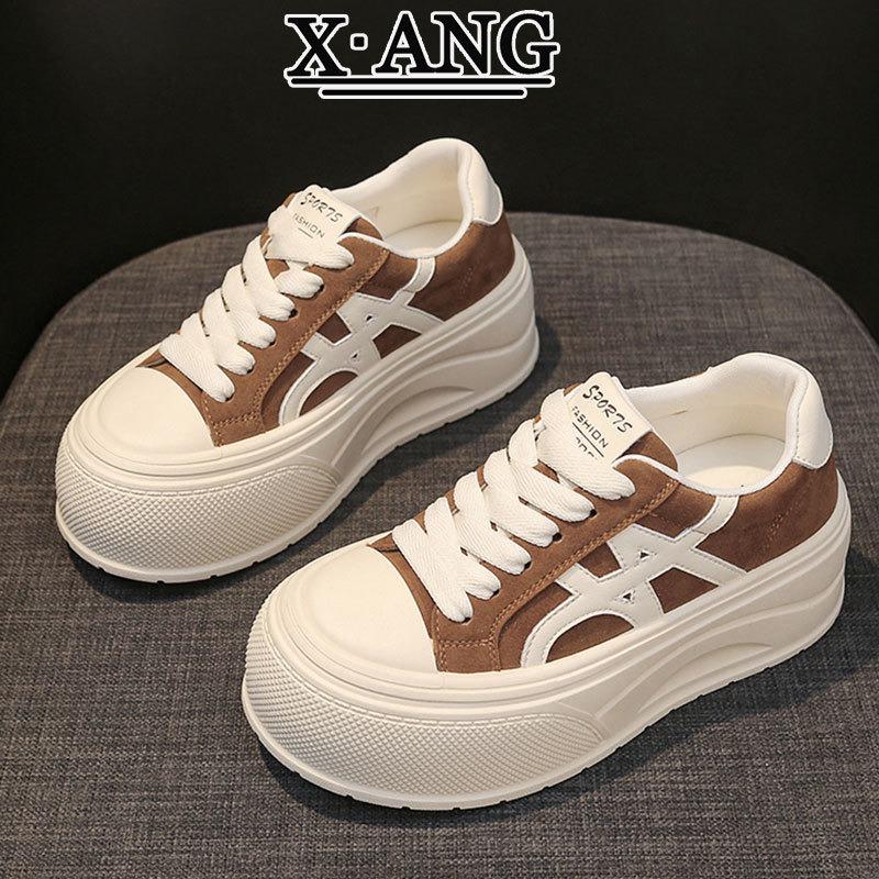 sponge cake thick-soled cm height-increasing women's shoes leather board shoes new autumn little white shoes children's casual sports shoes