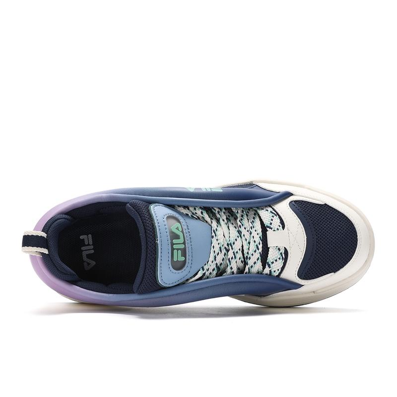 Fila Mix 2 Thick Sole Height Increasing Trendy Shock Absorbing Wear Resistant Low Top Skate Shoes Men Sneaker Sky-Blue Cream F12M432208FBG