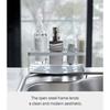 Yamazaki Sponge & Bottle Holder with Water Drainer, White, Approx. W25 x D10 x H9.5cm, Tower Sponge Rack, Sponge Holder with Draining Function, 5016