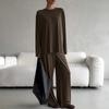 2026 Fall Winter Knit Loungewear Set Soft Modal-like Long Sleeve Top Pants Young Women
