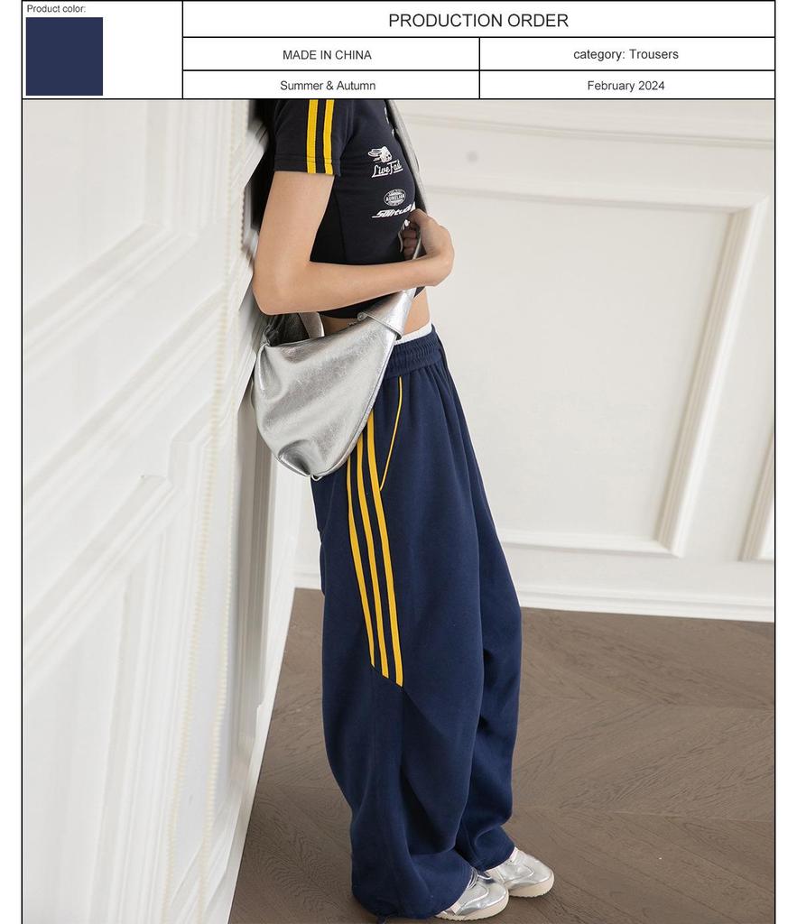 Sötétkék női bő szárú melegítőnadrág: Kényelmes utcai tánc jazz nadrág tavaszra/nyárra