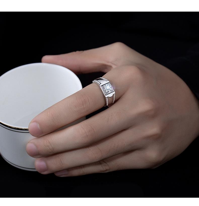 Bague Homme Arbre Banyan Argent S925 Moissanite Diamant Géométrique