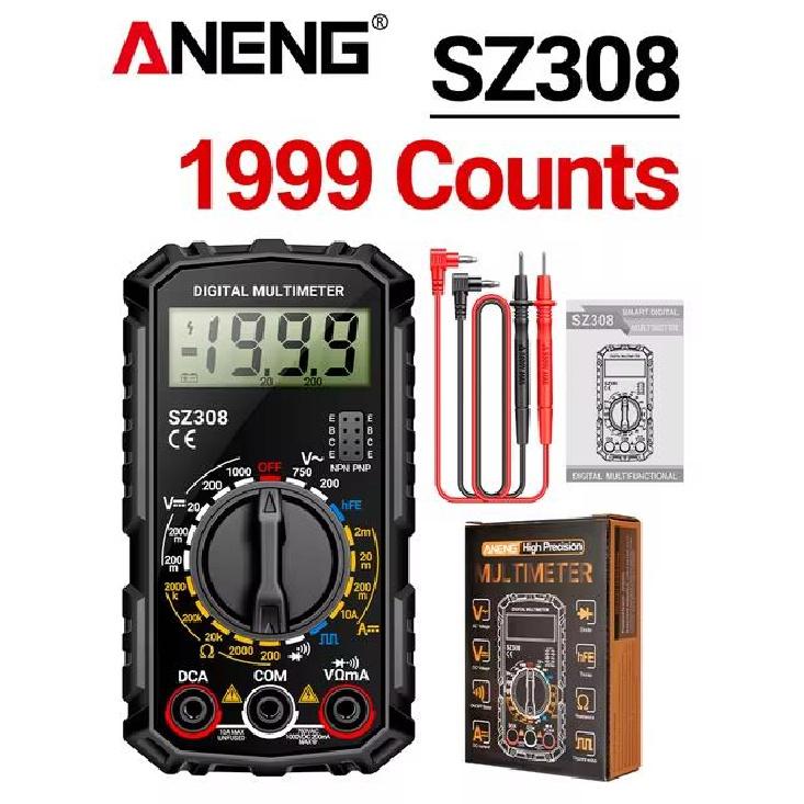 ANENG SZ308 Square Wave Digital Tester 1999 Counts HFE Triode Buzzer Multimeter AC/DC Voltage 10A Current Multimeters Meter Tool 6