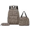 Three-Piece Backpack Set Large Capacity Women's Leopard Print Backpack Student Schoolbag