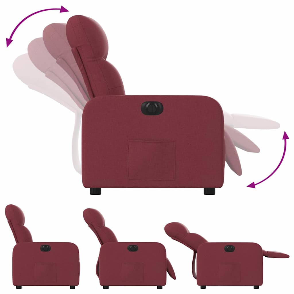 Electric Recliner Chair Wine Red Fabric