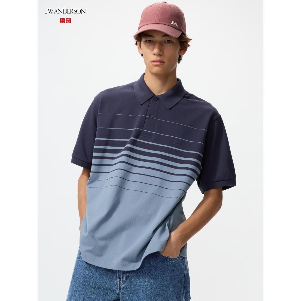 Uniqlo Japan Dry Kanoko Border Polo Shirt