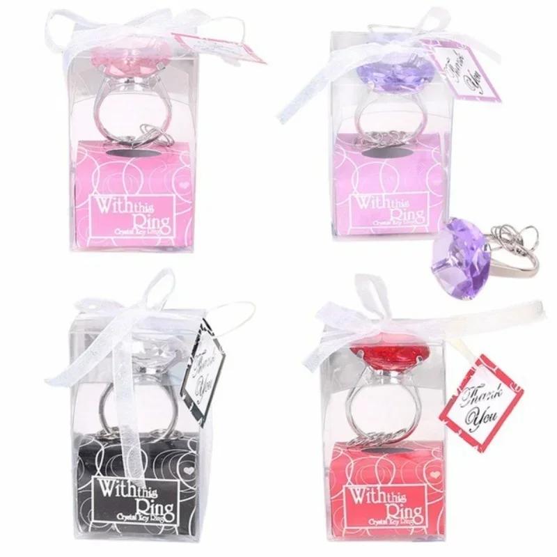 Fashion Accessories Small Gifts Party Favors Wedding Gifts Diamond Ring Shape Keychain Key Accessories Wedding Gifts for Guest
