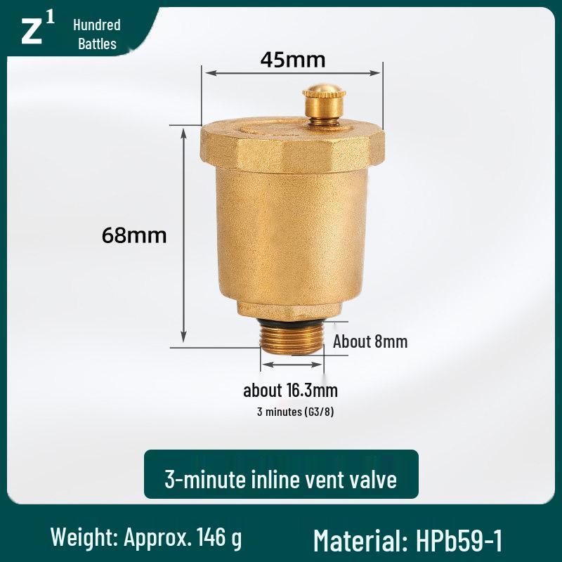 Copper Auto Air Vent Radiator Bleed Valve for Central Heating and Floor Heating Manifold (DN25).