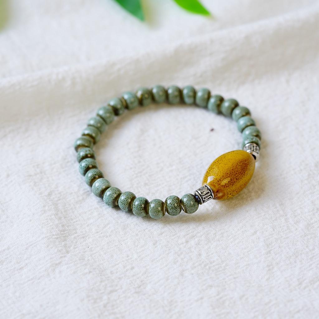 Literary Bracelet Maillard Color Jingdezhen Ceramic Bracelet Female Gift Student National Style Creative National Style Accessories