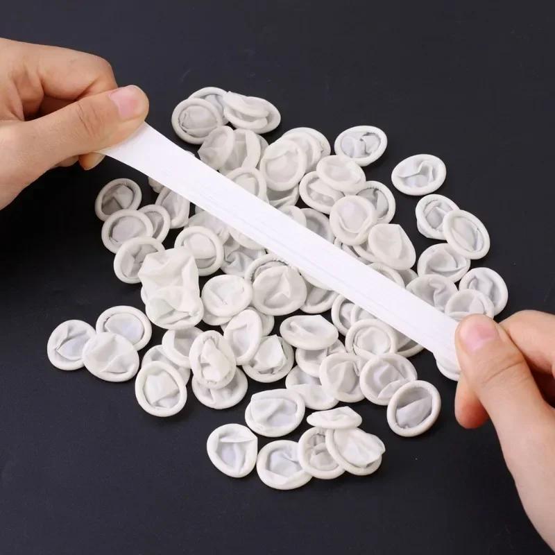 100/300PCS White Disposable Latex Finger Covers Non-slip Anti-static Finger Cots Fingertip Protector Thumb Sleeve Nail Art Tools