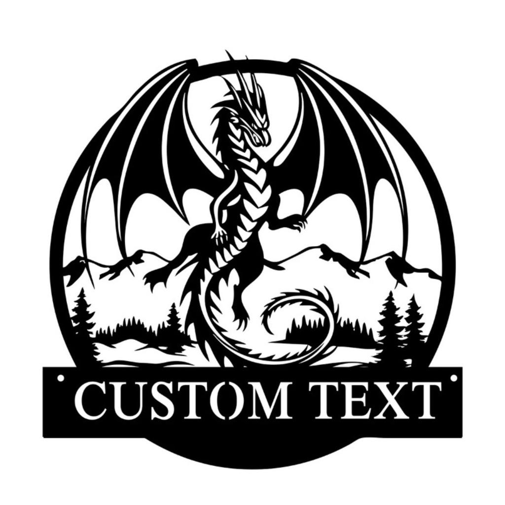 Customized Dragon Metal Wall Sign Mesmerizing Art Premium Decor Ideal Name Signs for Dragon Lover