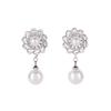 925 Sterling Silver Korean Style KT Cat Sparkling Dangle Stud Earrings for Women