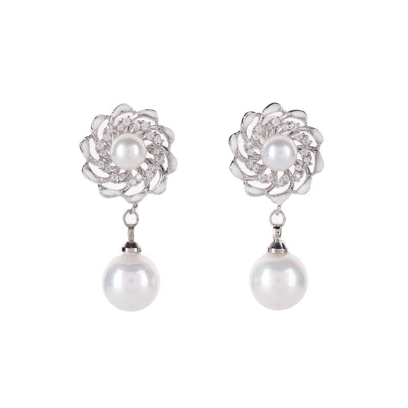 925 Sterling Silver Korean Style KT Cat Sparkling Dangle Stud Earrings for Women