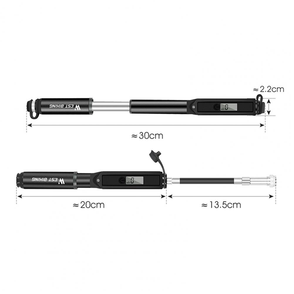 Handheld Tire Pump Aluminum Alloy Telescopic Bike Pump With Built-in Inflation Hose for MTB